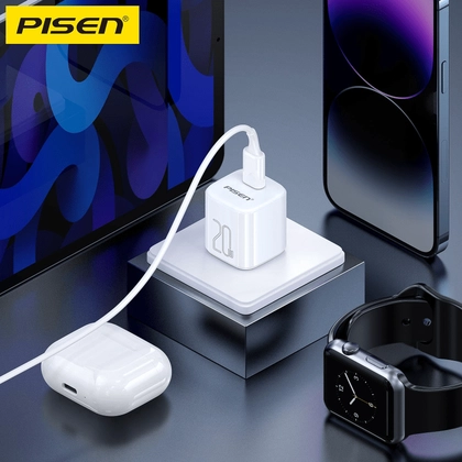 Củ sạc Pisen Quick - Mr White Tiny USB-C 20W kèm cáp usb-c to lightning 5